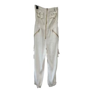 bebe Elegant Cream Jumpsuit with Gold Accents